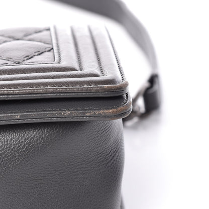Chanel Calfskin Double Stitch Medium Boy Flap Grey 10 of 14