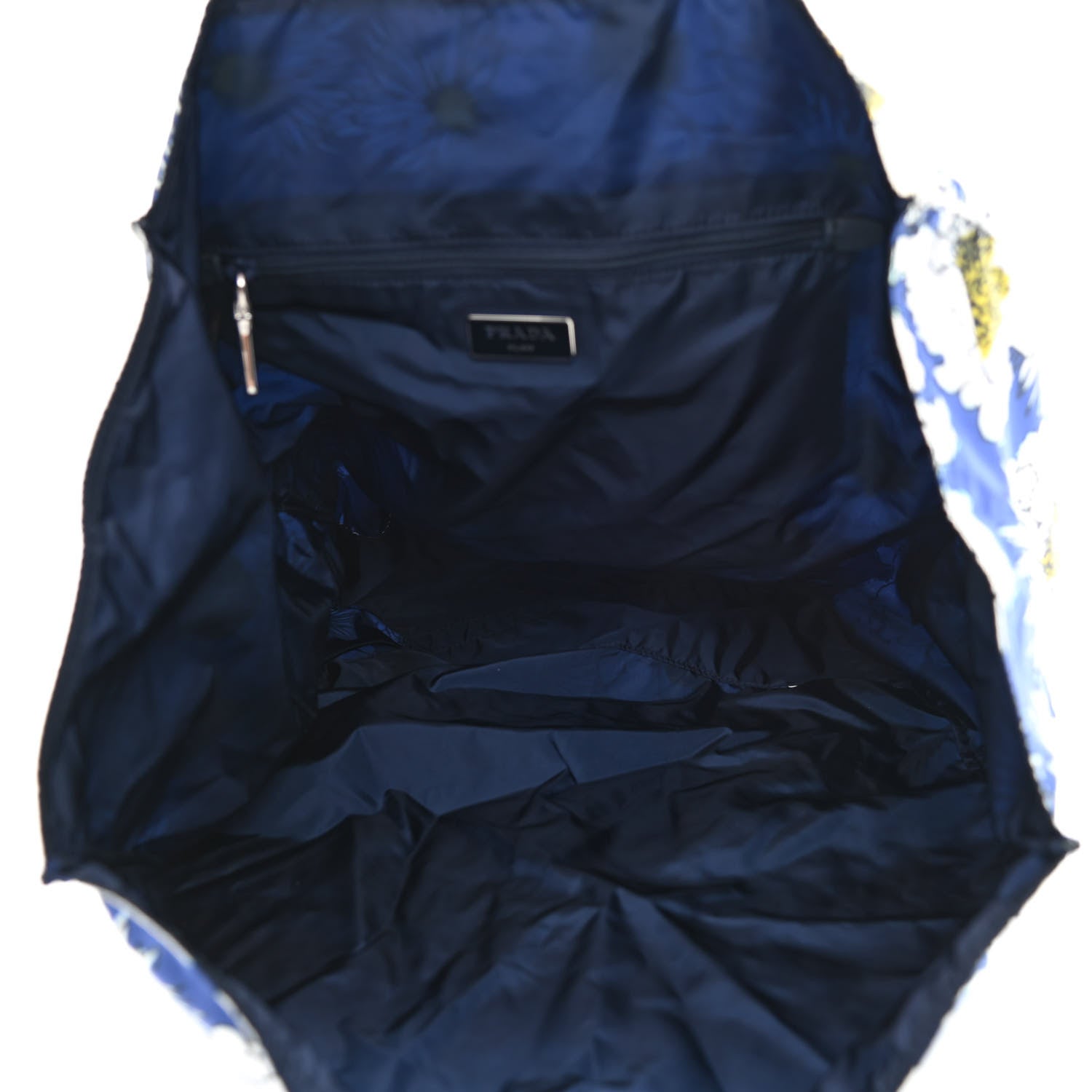Prada Tessuto Nylon Floral Print BYOBag Shopping Tote Bluette 6 of 13