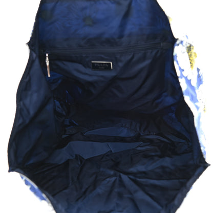 Prada Tessuto Nylon Floral Print BYOBag Shopping Tote Bluette 6 of 13