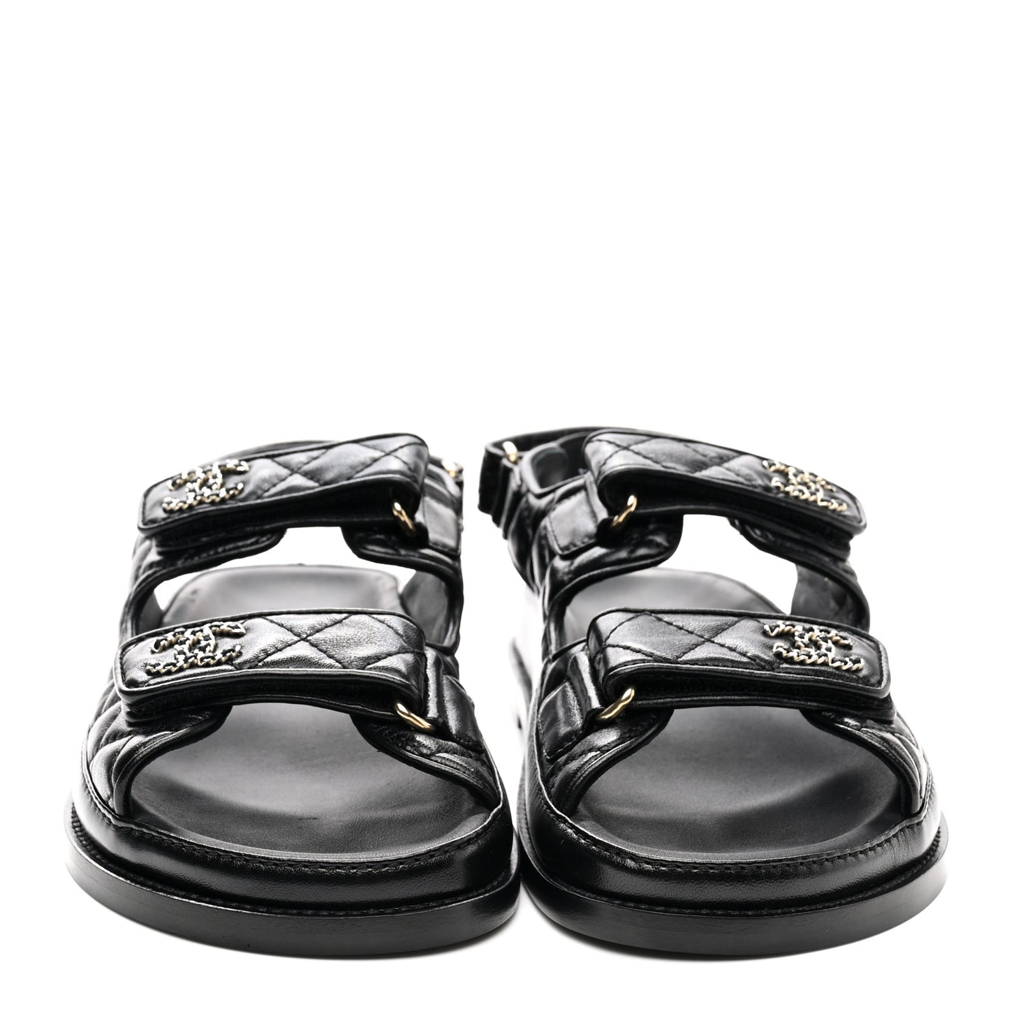 Lambskin Velcro Dad Sandals 37.5 Black