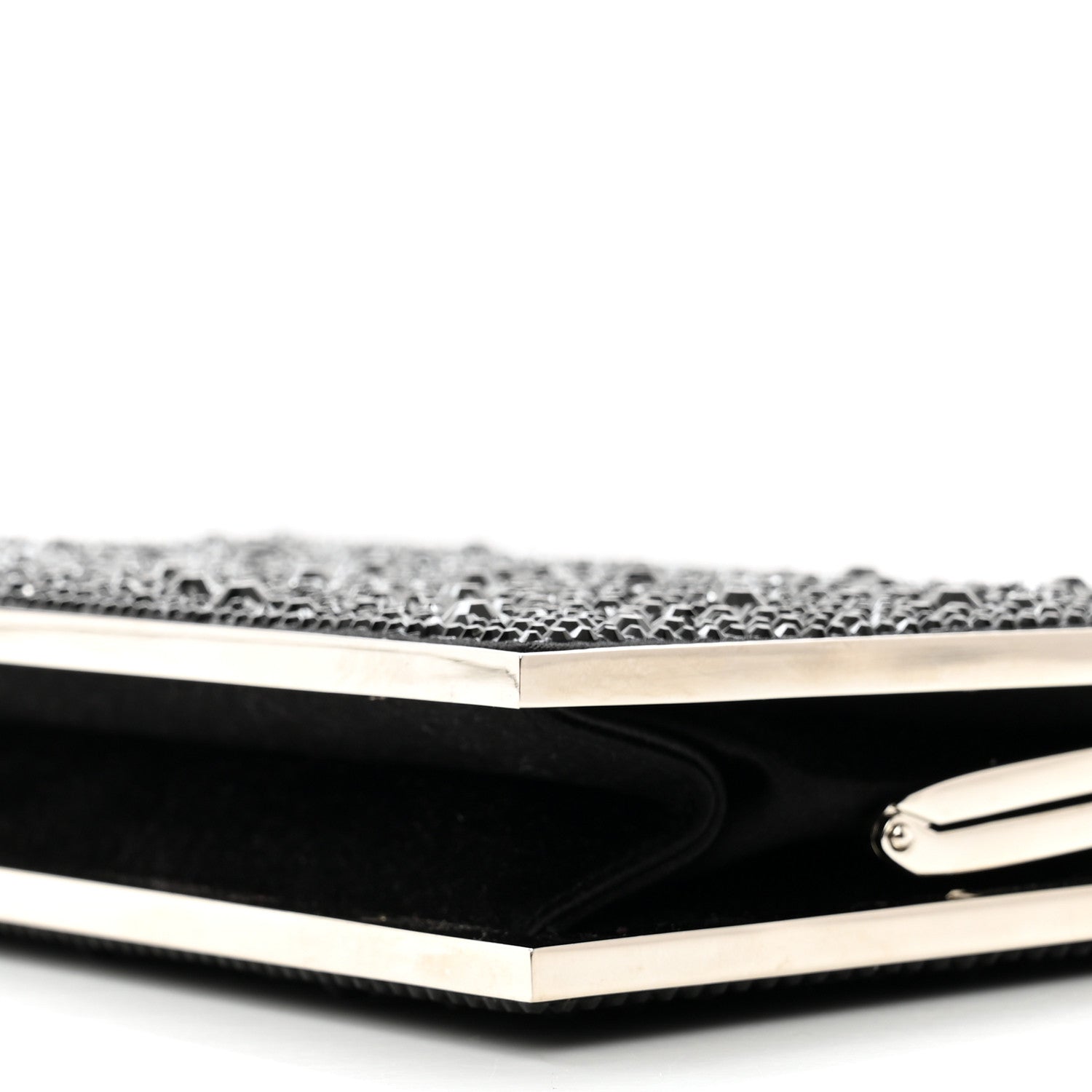 Judith Leiber Swarovski Crystal Minaudiere Clutch Black Gold 8 of 9