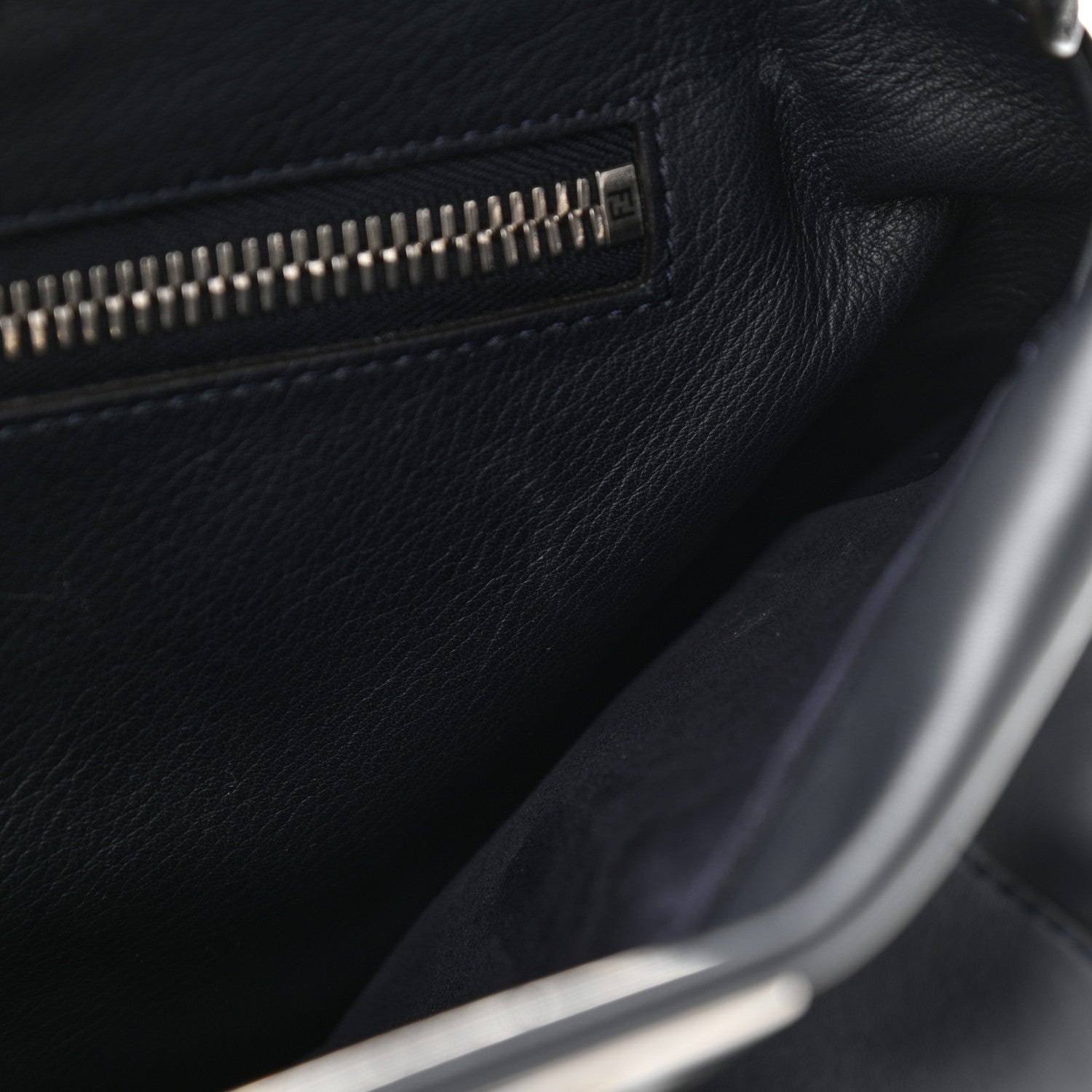Fendi Vitello Seta Waves Bi-Color Medium Peekaboo Iconic Satchel Blue Notte Mostarda 17 of 20
