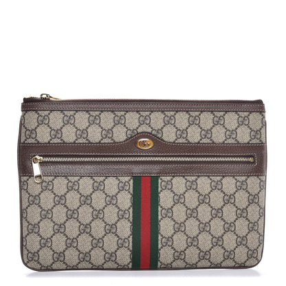 Gucci GG Supreme Monogram Large Ophidia Pouch Clutch Brown 1 of 7