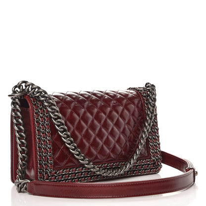Chanel Glazed Calfskin Quilted Medium Boy Chained Flap Bordeaux 4 of 9