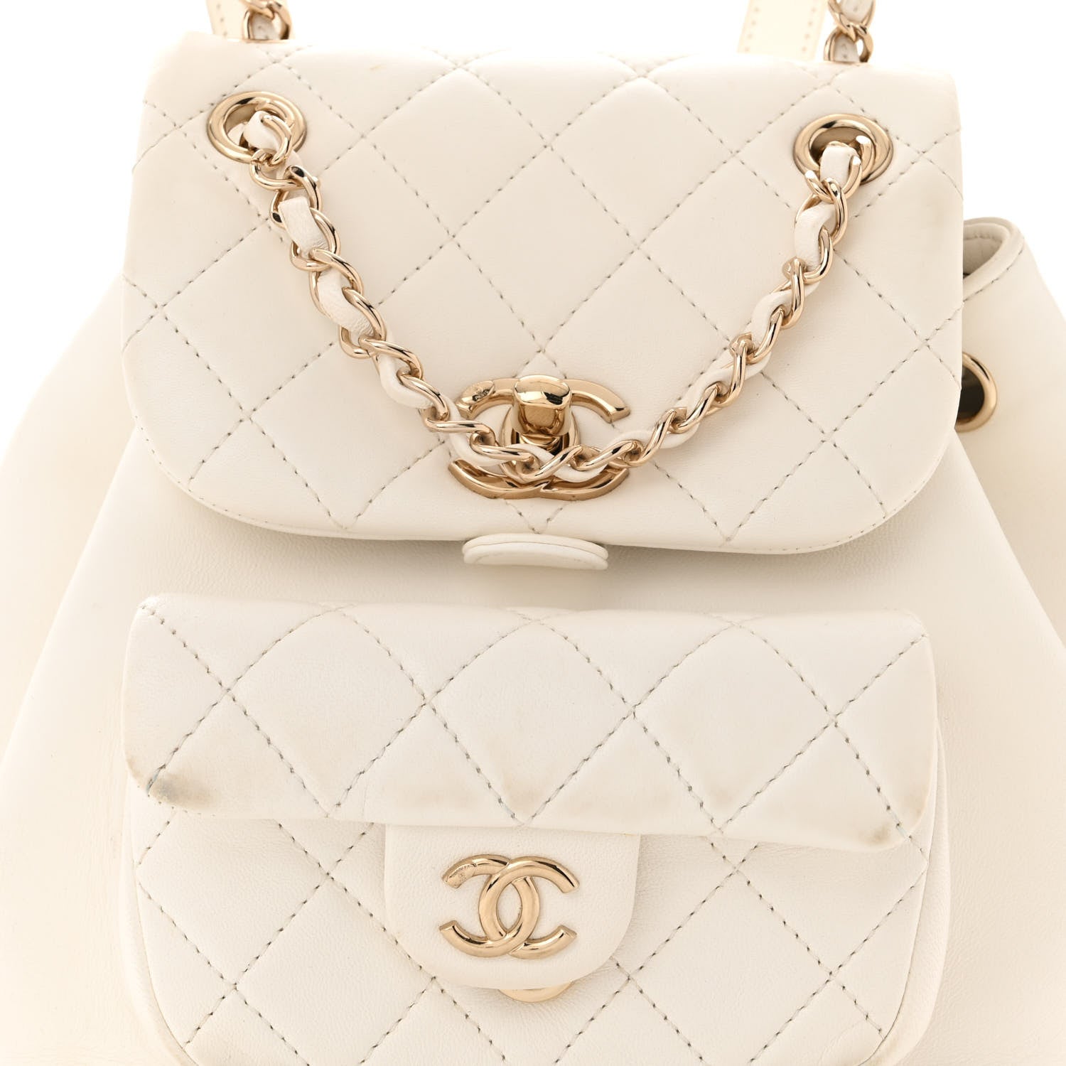 Chanel Lambskin Quilted Small Duma Drawstring Backpack White 8 of 17