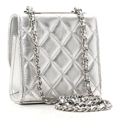 Chanel Metallic Lambskin Quilted Mini Trendy CC Clutch With Chain Silver 3 of 11