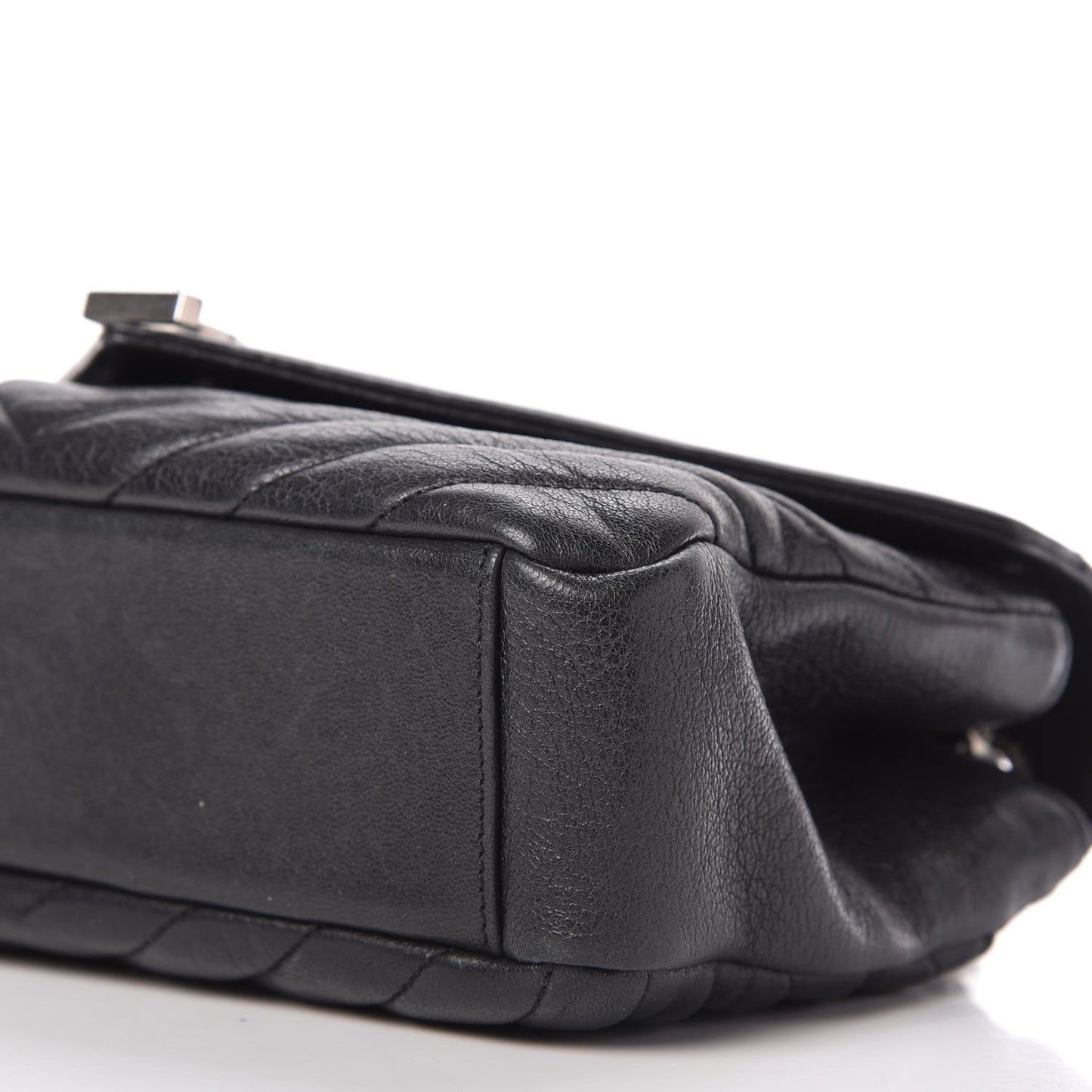 Sheepskin Matelasse Medium Monogram College Punk Chain Satchel Black