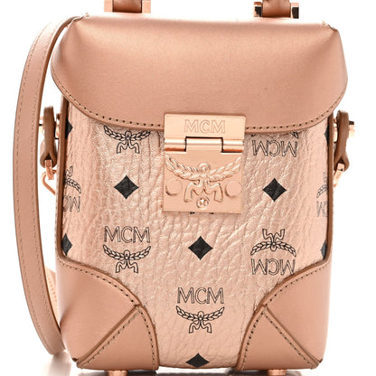 MCM Metallic Visetos Mini Soft Berlin Crossbody Champagne 7 of 10