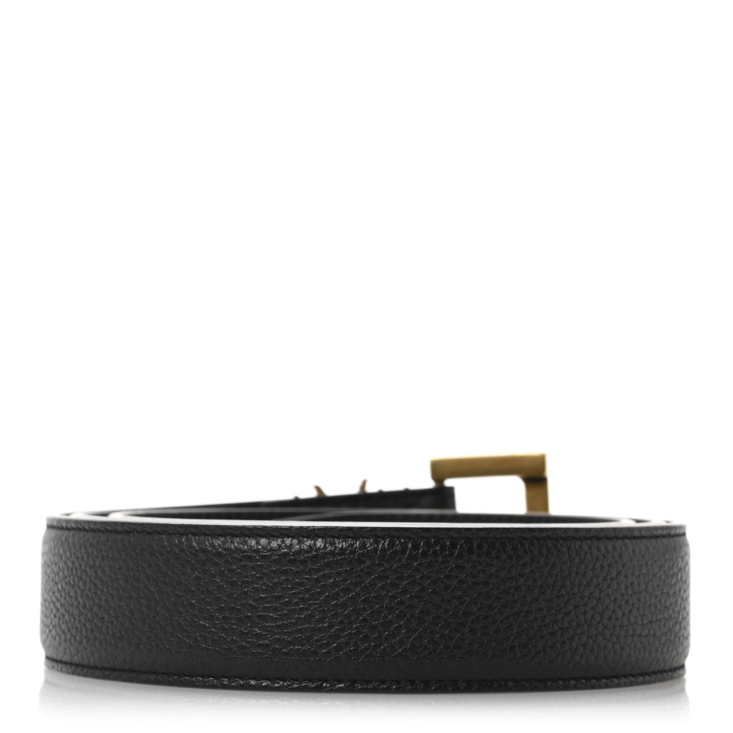Saint Laurent Grained Calfskin Monogram Cassandre Square Buckle Belt 100 40 Black 2 of 5
