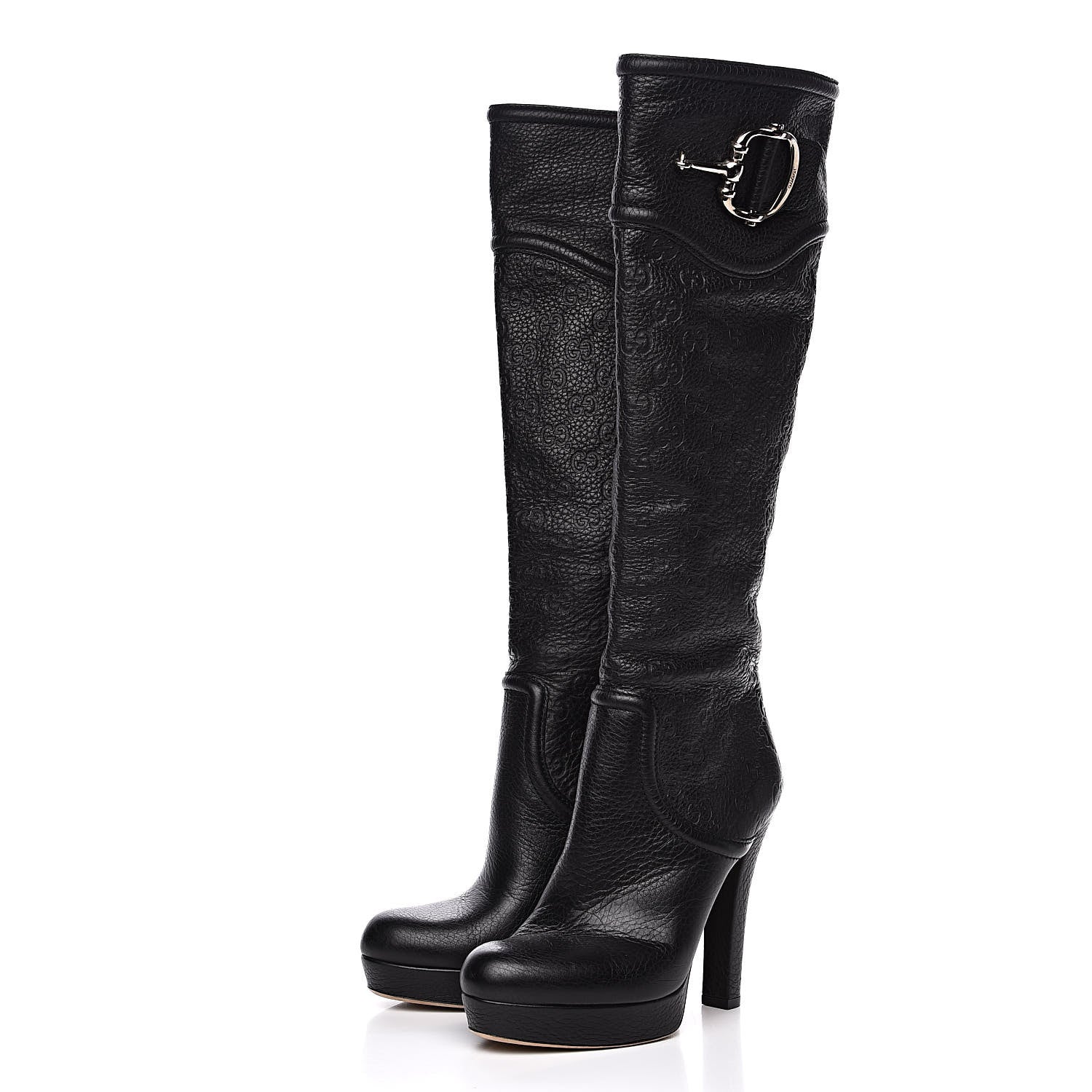 Gucci Guccissima Cellarius Softy GG Knee High Boots 37.5 Black 3 of 6