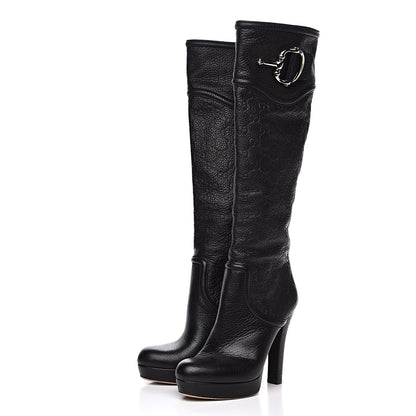 Gucci Guccissima Cellarius Softy GG Knee High Boots 37.5 Black 3 of 6