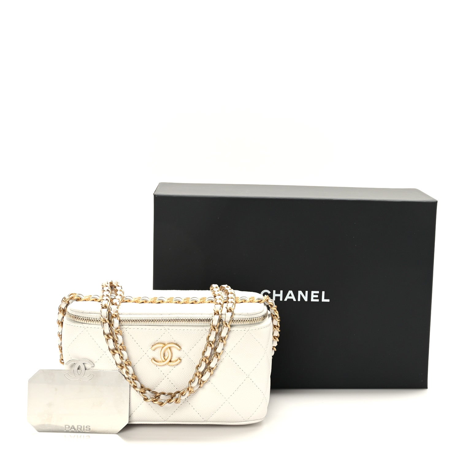 Chanel Caviar Quilted Coco Bracelet Vanity Case With Chain White 11 of 11