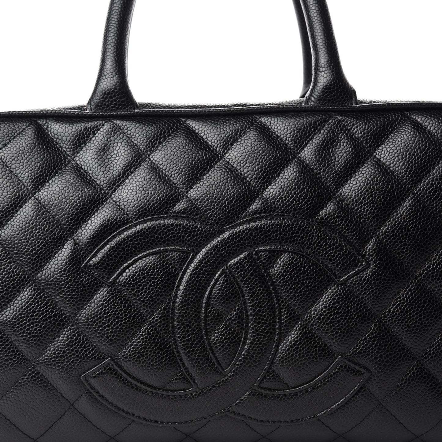 Caviar Quilted Large Bowler Black