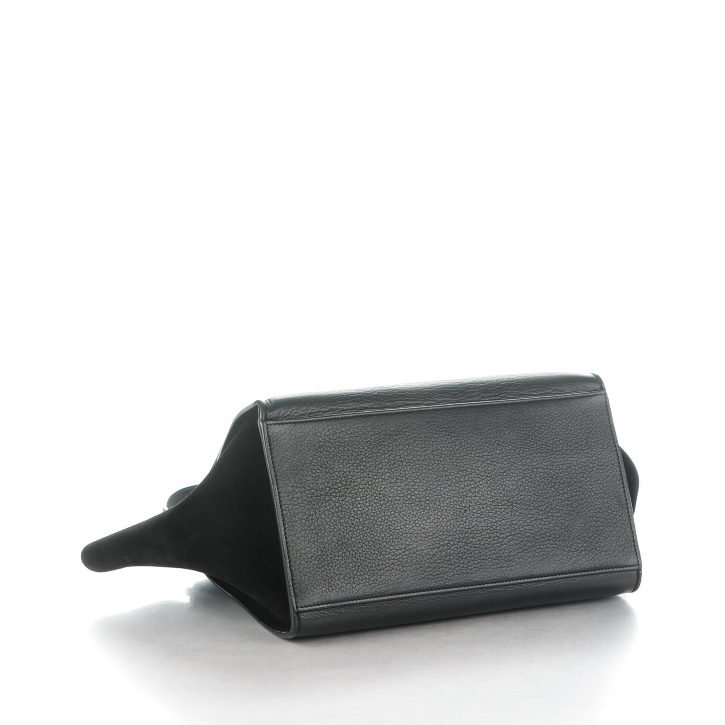 Drummed Calfskin Suede Small Trapeze Black