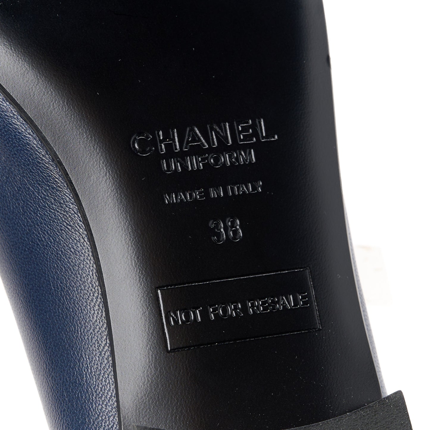 Lambskin CC Cap Toe Ballerina Flats 38 Navy