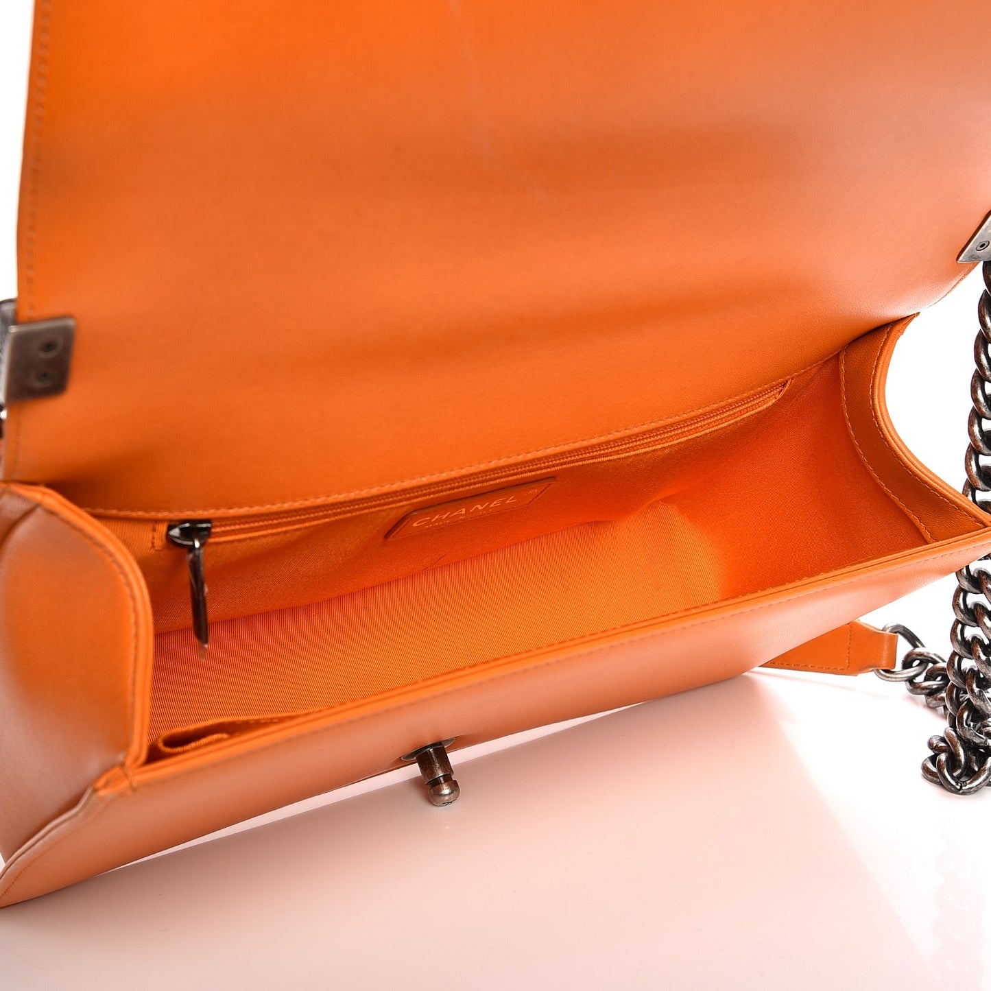 Lambskin Quilted New Medium Boy Flap Orange