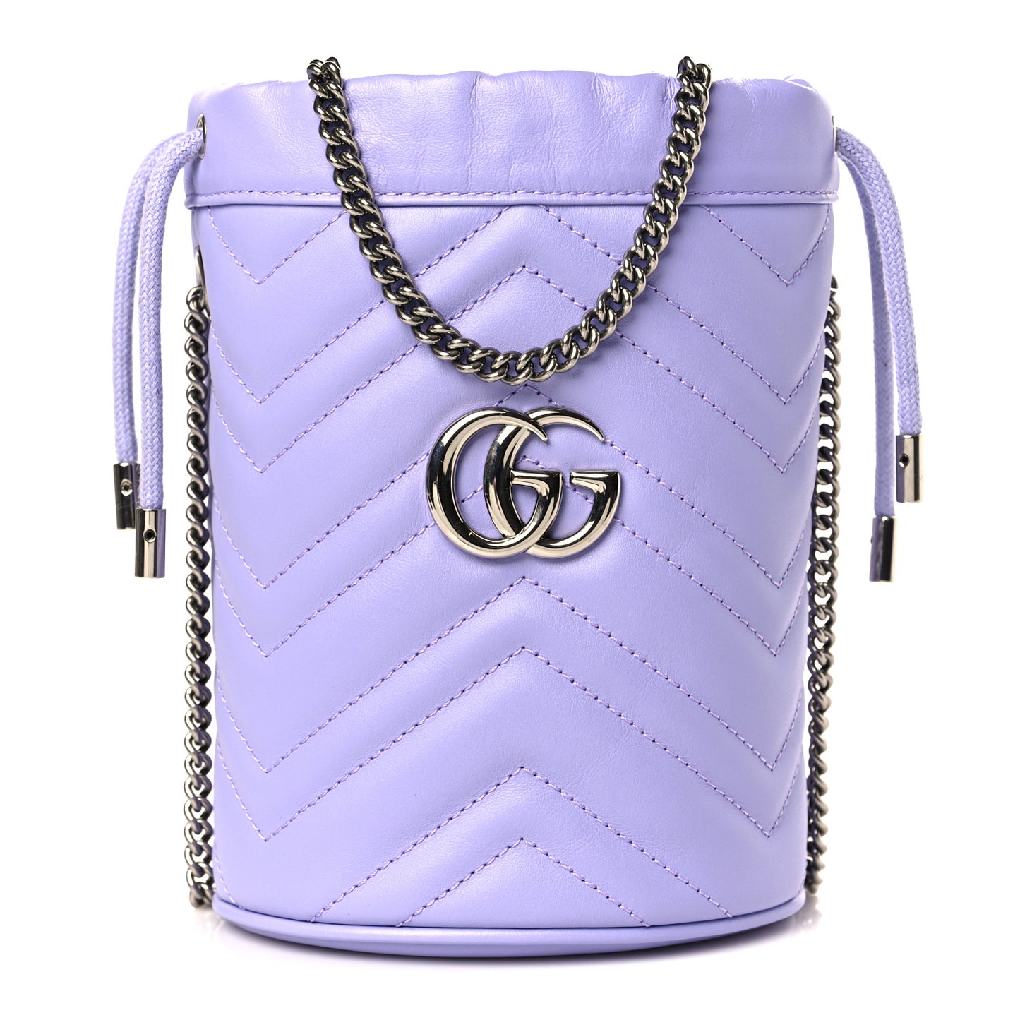 Calfskin Matelasse Heart Mini GG Marmont 2.0 Bucket Bag Lapis
