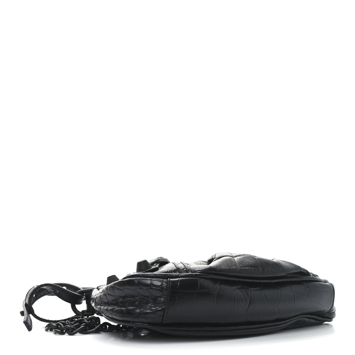 Balenciaga Extra Supple Calfskin Crocodile Embossed Le Cagole Mini Purse With Chain Black 4 of 11