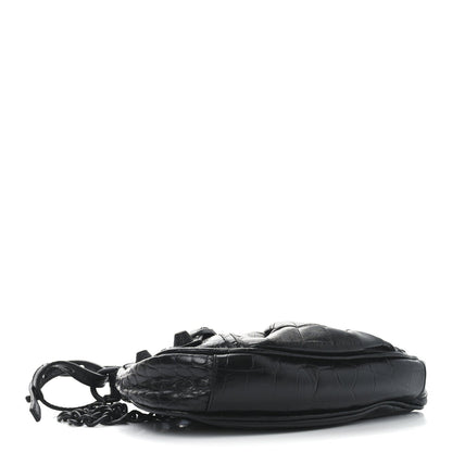 Balenciaga Extra Supple Calfskin Crocodile Embossed Le Cagole Mini Purse With Chain Black 4 of 11