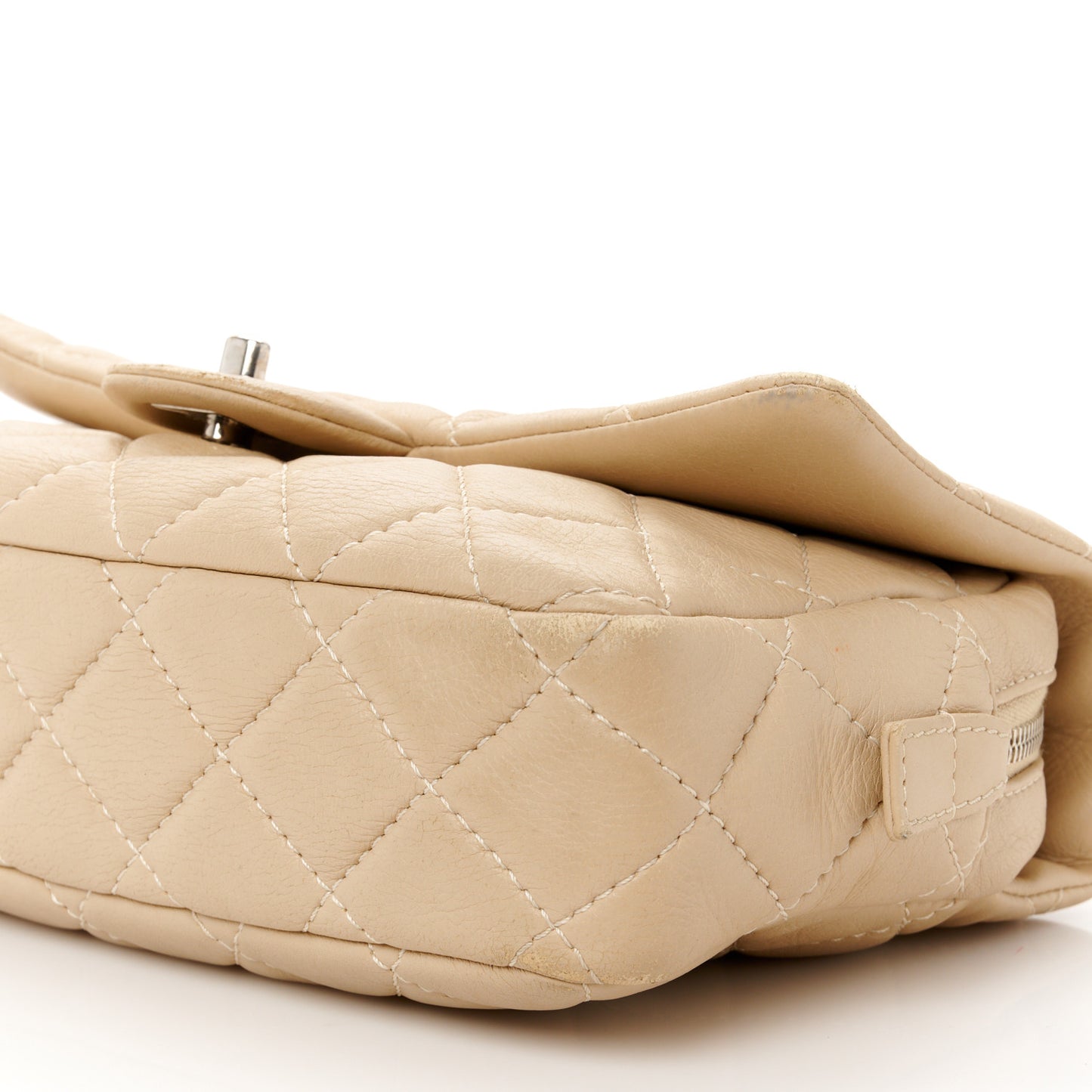 Deerskin Quilted Medium Easy Flap Beige