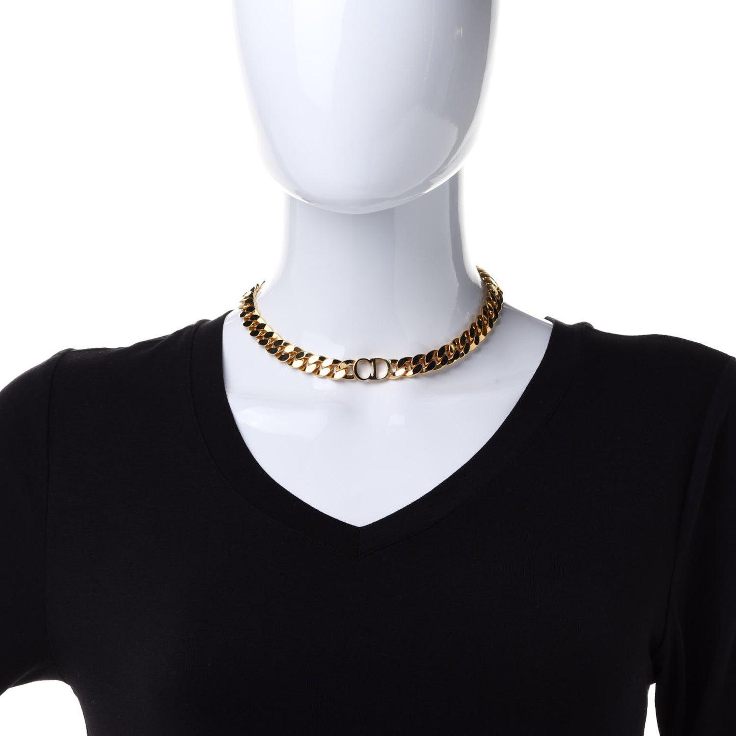 Metal CD Choker Necklace Gold