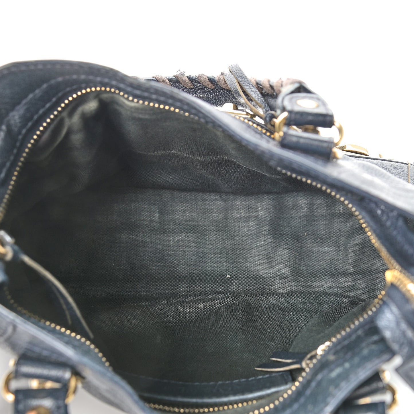 Chevre Gold Metallic Edge Hardware Mini City Bleu Nuit Dark Sea