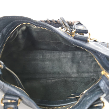 Balenciaga Chevre Gold Metallic Edge Hardware Mini City Bleu Nuit Dark Sea 9 of 22