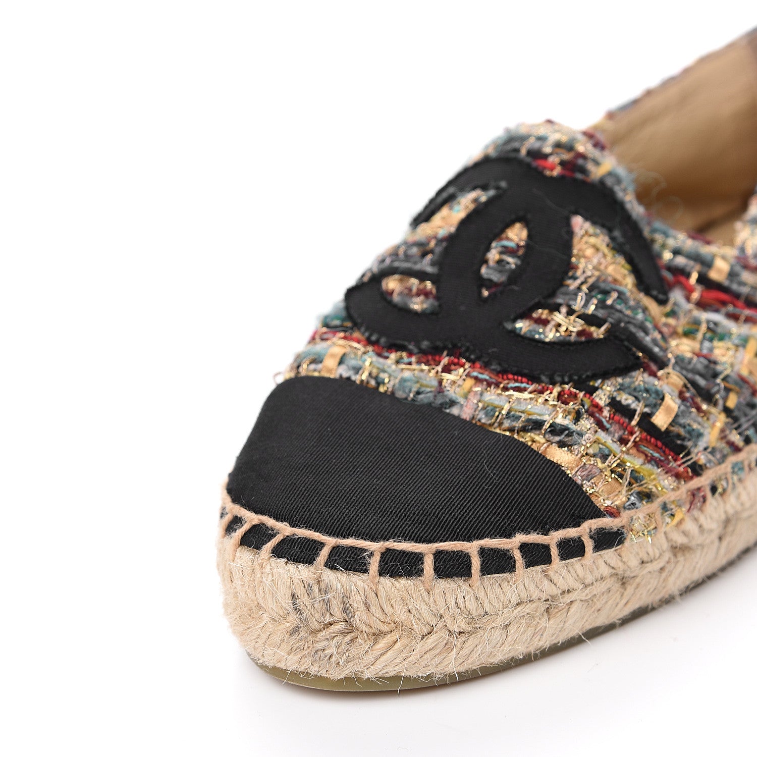 Chanel Tweed Grosgrain CC Espadrilles 37 Multicolor 11 of 12