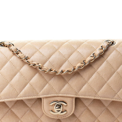 Chanel Iridescent Caviar Quilted Medium Double Flap Beige 10 of 11
