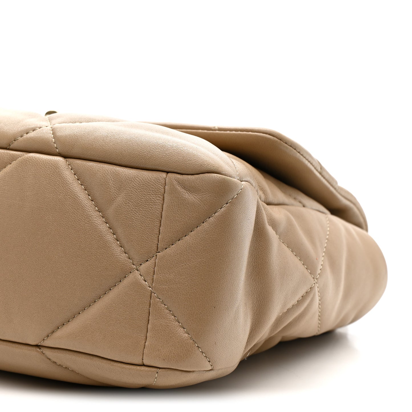 Lambskin Quilted Large Chanel 19 Flap Beige