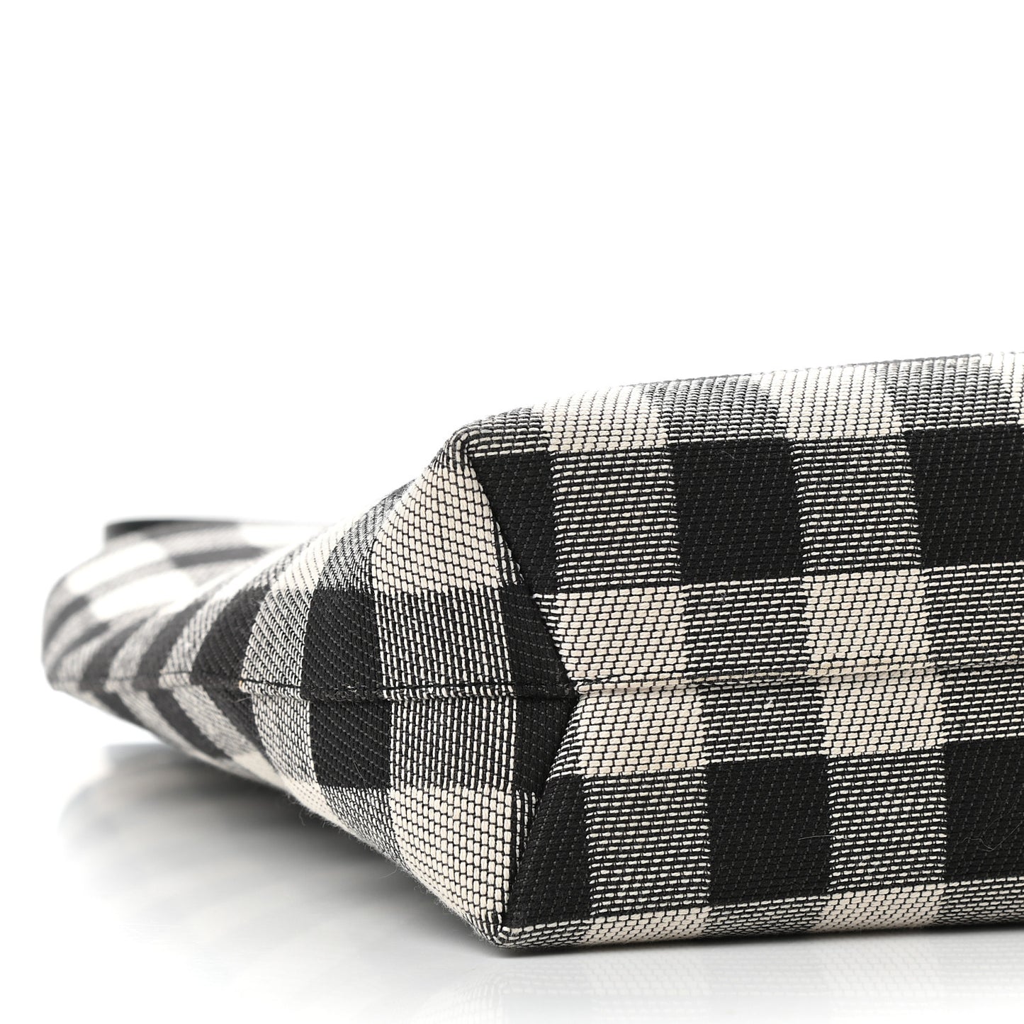 Canvas Gingham Check North South Tote Black White