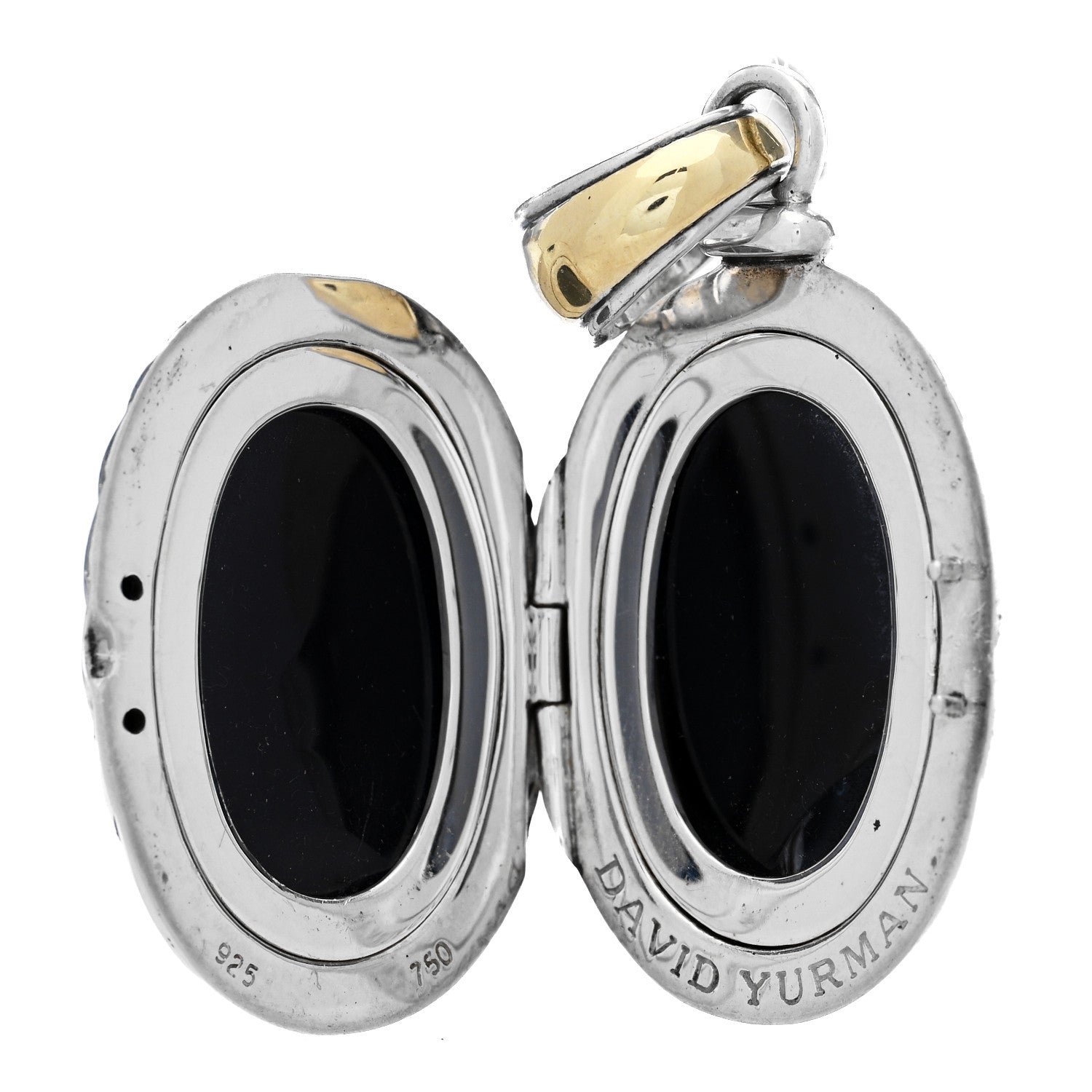 David Yurman Sterling Silver 18K Yellow Gold Oval Cable Locket Pendant 4 of 7