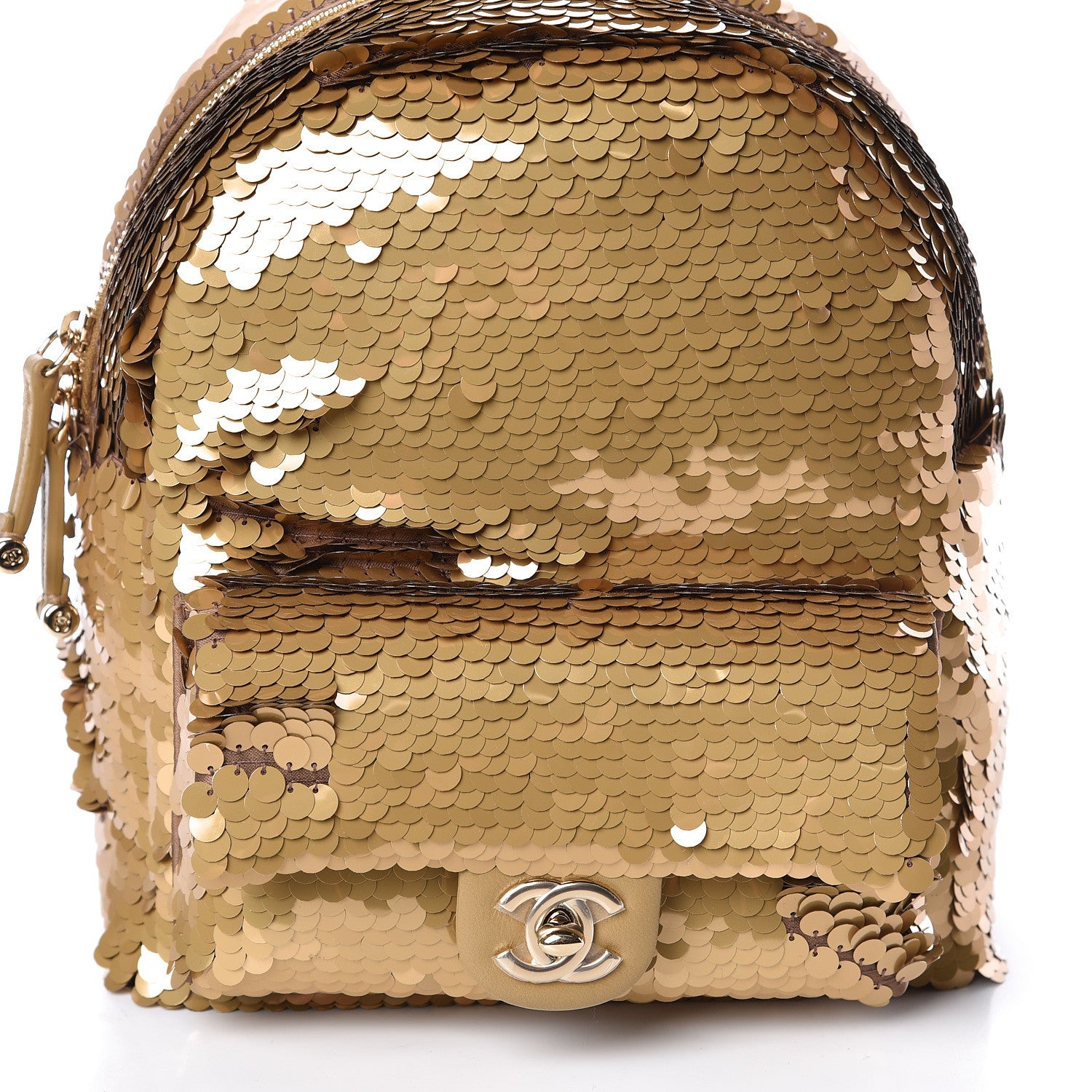 Chanel Sequin Lambskin CC Backpack Gold 8 of 10
