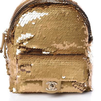 Chanel Sequin Lambskin CC Backpack Gold 8 of 10