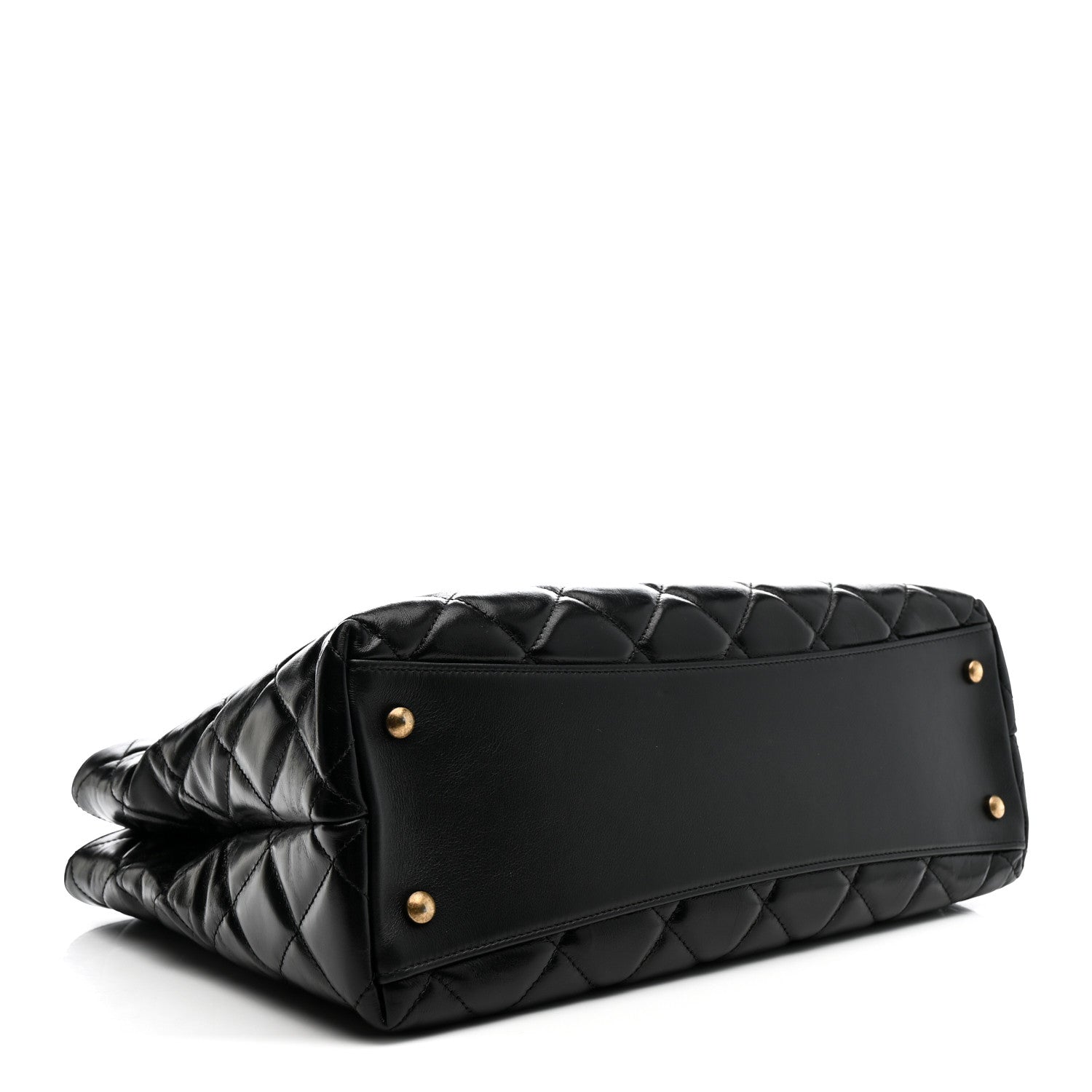 Chanel Glazed Calfskin Quilted Gold Bar Tote Black 4 of 13