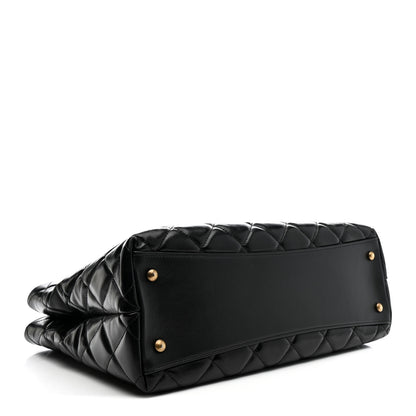 Chanel Glazed Calfskin Quilted Gold Bar Tote Black 4 of 13