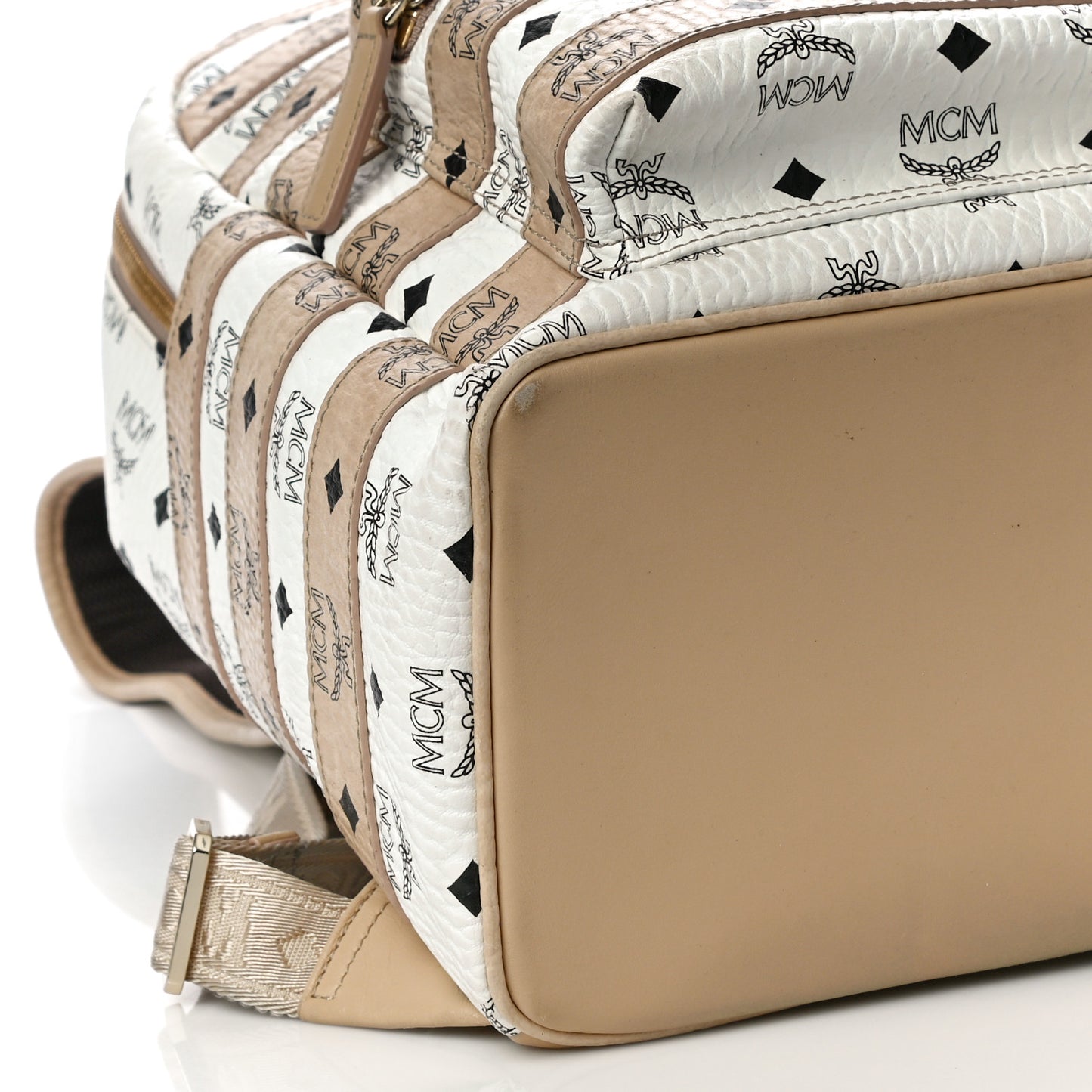 Metallic Visetos Striped Medium Stark Backpack White Beige