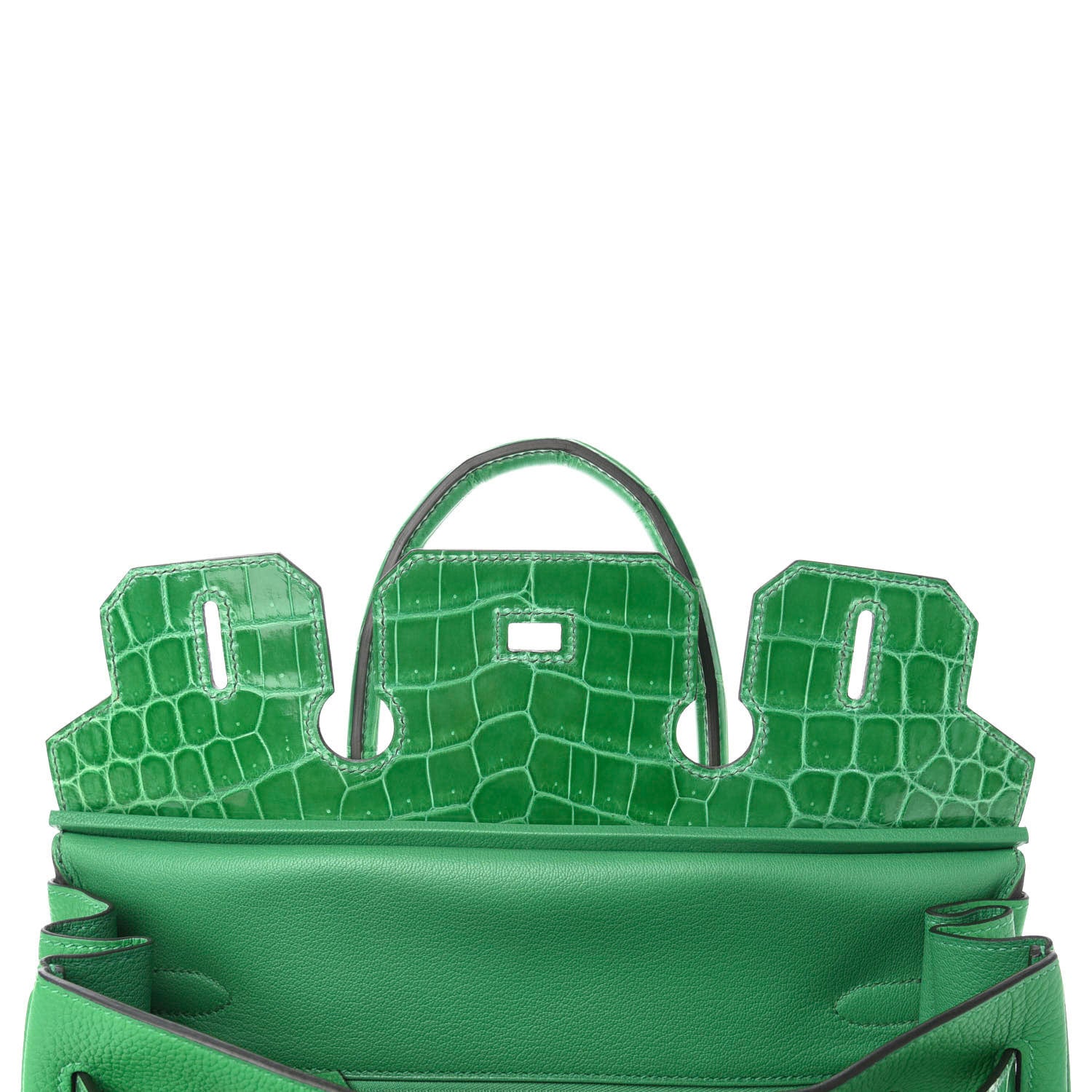 Hermes Togo Shiny Niloticus Crocodile Birkin Touch 30 Bamboo Cactus 17 of 34