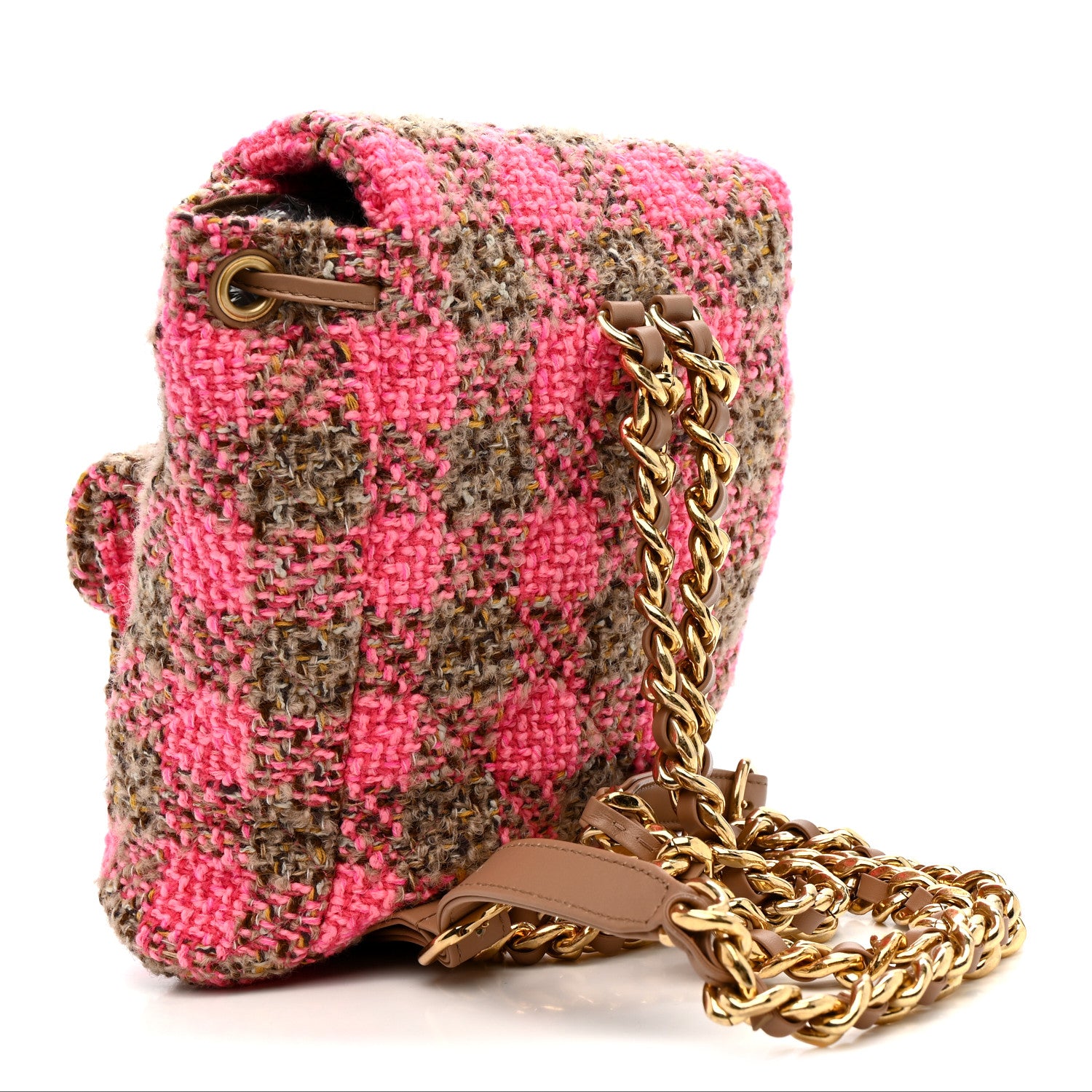 Chanel Wool Tweed Elegant Backpack Pink Brown 3 of 13