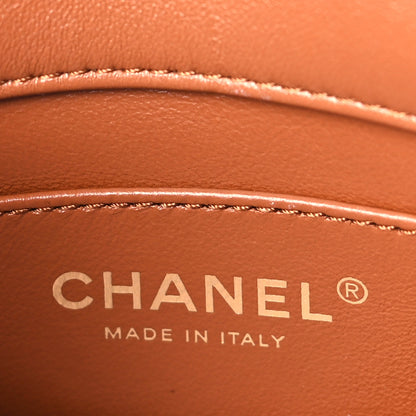 Chanel Lambskin Wenge Quilted Mini Fashion Wood Square Flap Light Brown 6 of 9