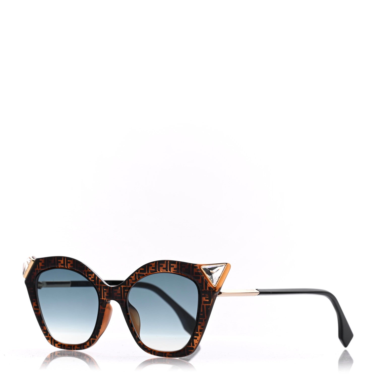 Fendi Acetate Metal FF Cat Eye Iridia Sunglasses FF 0357/S Havana 1 of 6