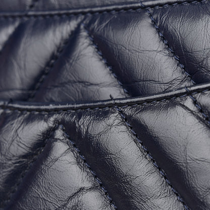Chanel Aged Calfskin Chevron Quilted Small Coco Handle Flap Navy 14 of 16
