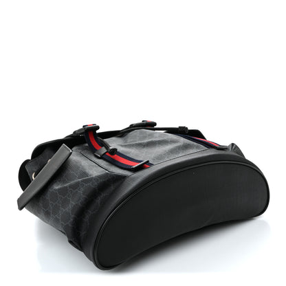 Gucci Soft GG Supreme Monogram Calfskin Web Double Buckle Backpack Black 4 of 13