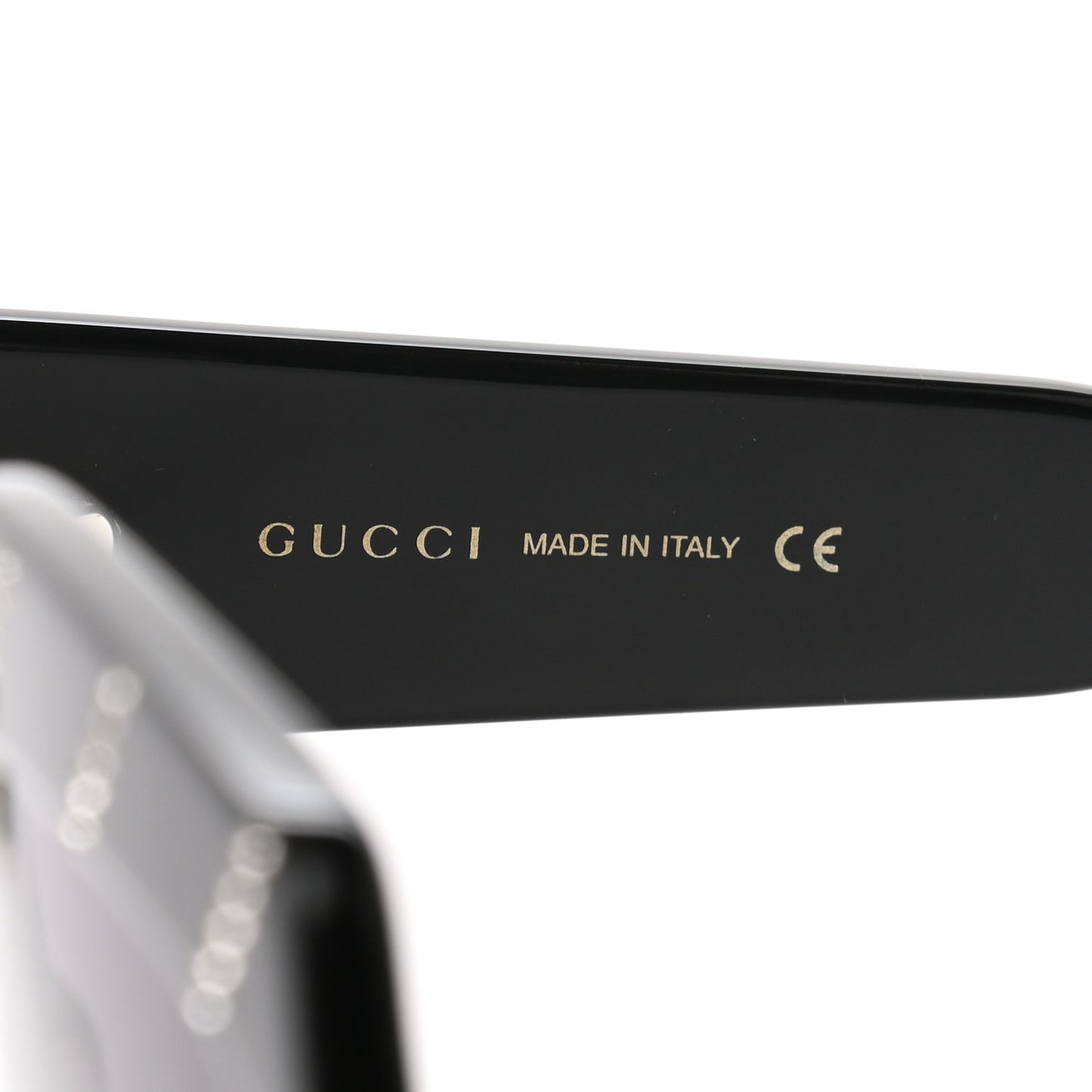 Acetate Square Frame Crystal Striped GG0178S Sunglasses Black