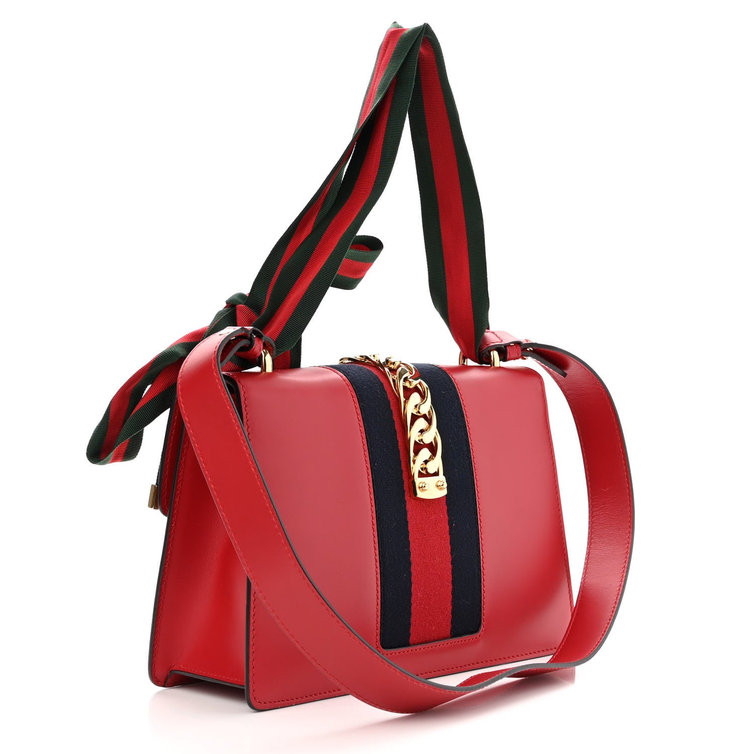 Gucci Calfskin Small Sylvie Shoulder Bag Hibiscus Red 2 of 12