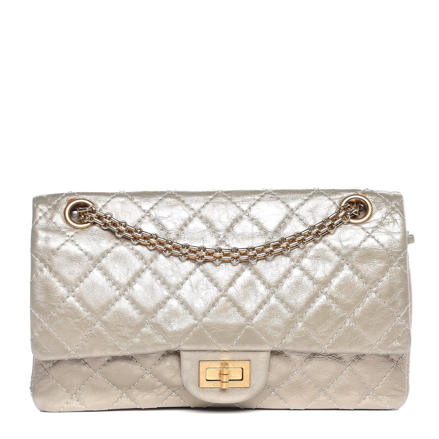 Metallic Aged Calfskin 2.55 Reissue 225 Flap Light Gold