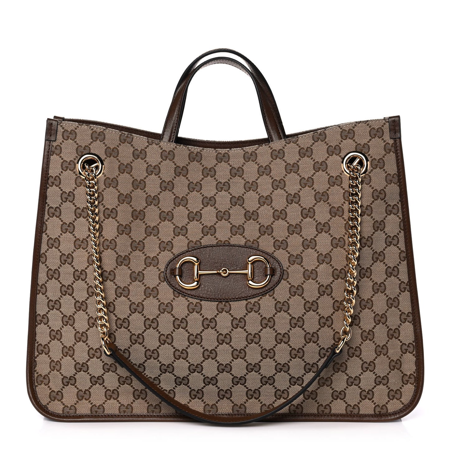 Monogram Calfskin Large Horsebit 1955 Tote Bag Beige Brown Sugar
