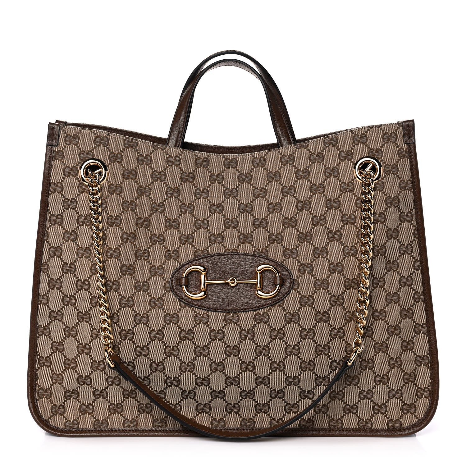 Gucci Monogram Calfskin Large Horsebit 1955 Tote Bag Beige Brown Sugar 1 of 10