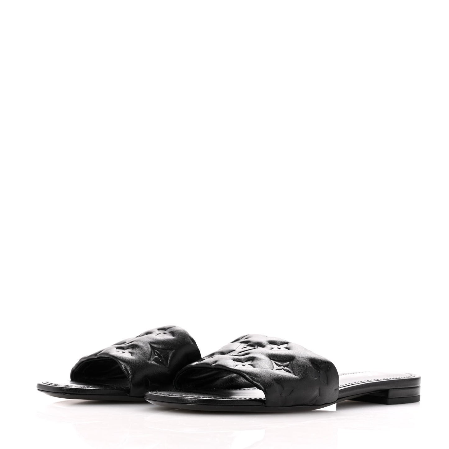 Lambskin Embossed Monogram Revival Flat Mules 39 Black