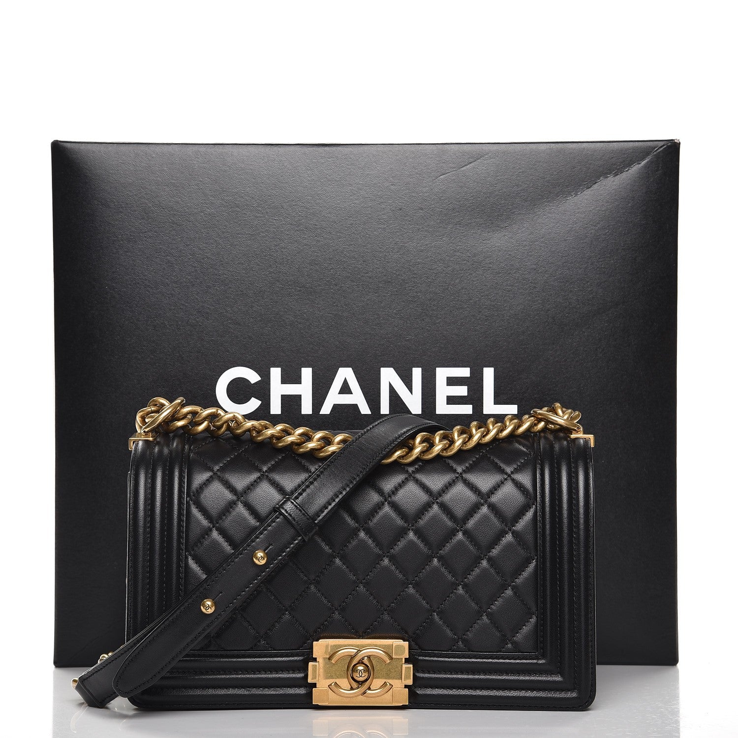 Chanel Lambskin Quilted Medium Boy Flap Black 8 of 8